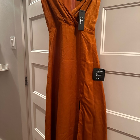 Constantine Rust Orange Satin Maxi Dress - Picture 7 of 7